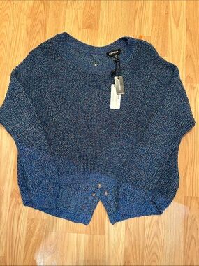 Express Marled Navy & Blue Crewneck Sweater